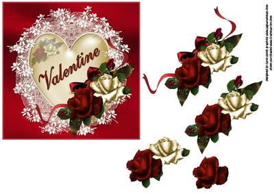 Fancy Lace Frame with Beautiful Roses Valentine