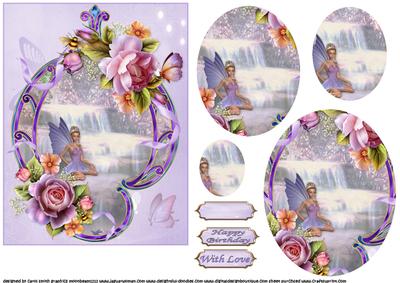 Fairy by the Waterfall with Roses Pyramid
