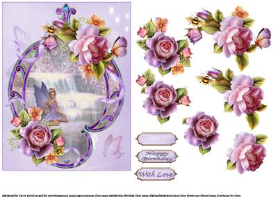 Fairy by the Waterfall with Roses