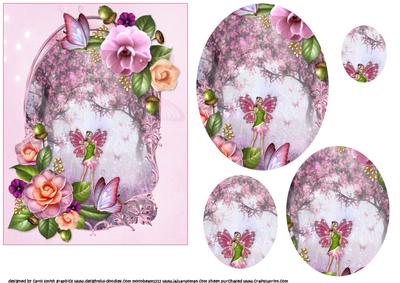 Pink Fairy in Apple Blossom Wood Pyramid
