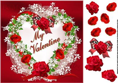 8x8 My Valentine Ribbon Heart and Roses