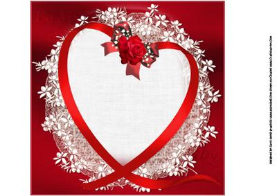 8x8 My Valentine Ribbon Heart and Roses Insert Plate
