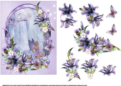 Flowers and Butterflies by the Waterfall