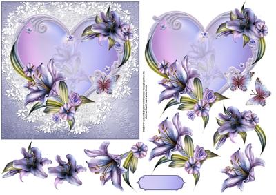 Beautiful Lilies on Heart Frame