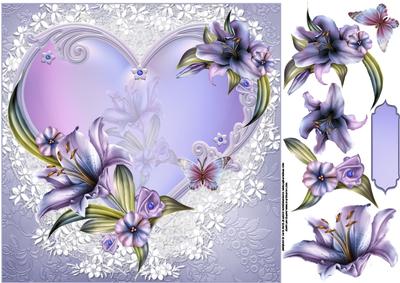 8x8 Beautiful Lilies on Heart Frame
