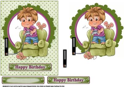 Young Birthday Boy Gamer Quick Card