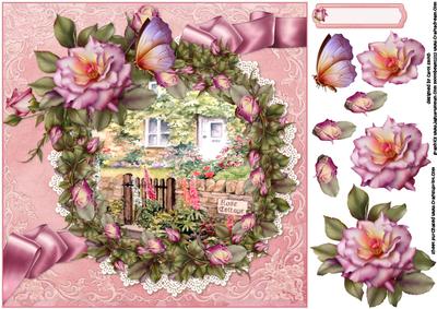 8x8 Rose Cottage in Rose Frame