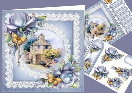 8x8 Porcelain Roses at Dovecote Cottage Mini Kit