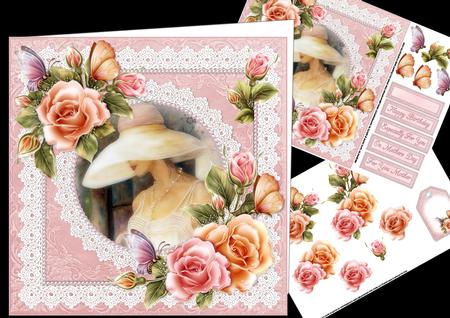 8x8 Elegant Lady with Shimmering Roses Mini Kit