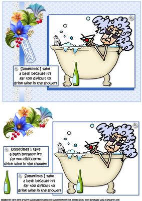 Stella Likes Wine with Her Bath Quick Card