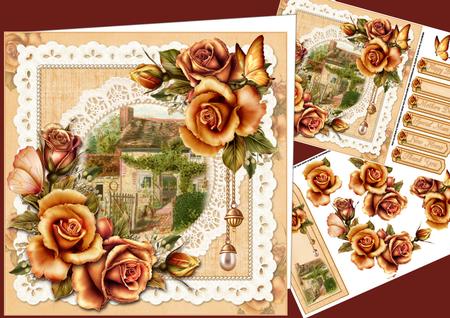 8x8 Autumn Roses at the Rustic Cottage Mini Kit