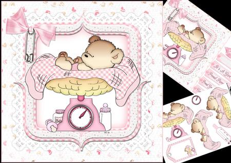 8x8 Cute New Baby Girl Weighs in Mini Kit