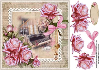 8x8 Shabby Chic Music and Roses