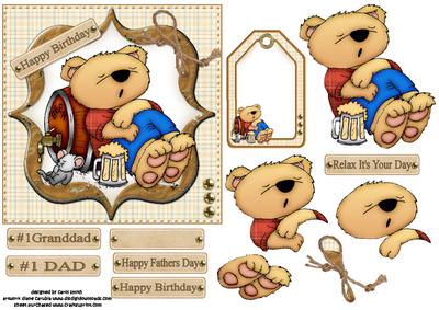Birthday Beer Bear Decoupage