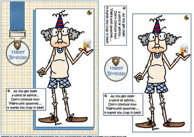 Gus with His Laxatives and Viagra Quick Card