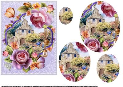 English Roses and Butterflies at Dovecote Cottage Pyramid