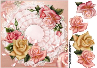 8x8 Edwardian Roses on Ruffle Mat