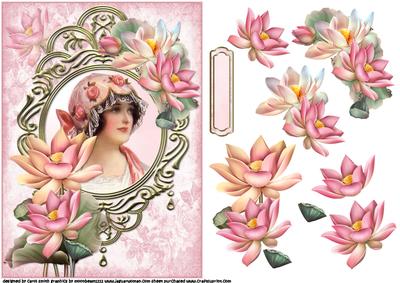 Vintage Lady with Lotus Blossom