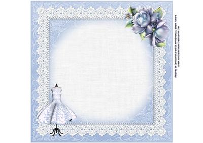 8x8 Blue Fashionista with Porcelain Roses Mini Kit Insert