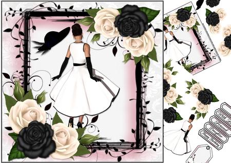 8x8 Black and White Fashionista with Roses Mini Kit