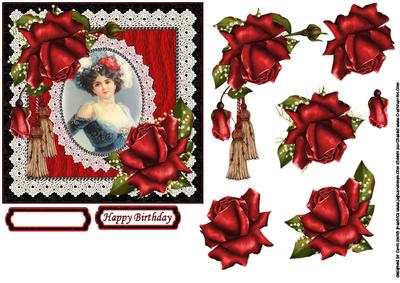 Cameo Vintage Lady with Red Roses