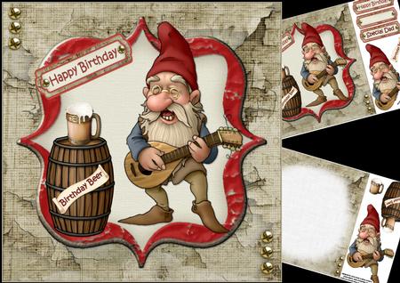 8x8 Birthday Beer Mandolin Gnome Mini Kit
