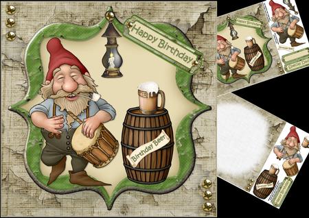 8x8 Birthday Beer Drummer Gnome Mini Kit