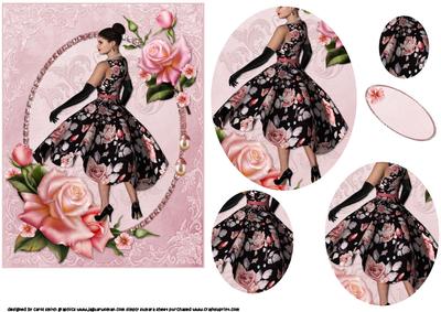 Lady of Fashion with Roses Pyramid
