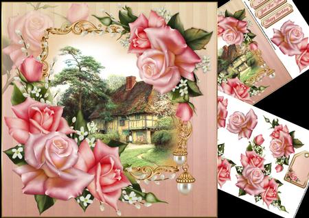 8x8 Vintage Cottage with Roses Mini Kit