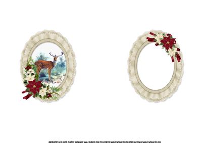 Vintage Christmas Deer with Poinsettia Pyramid Insert