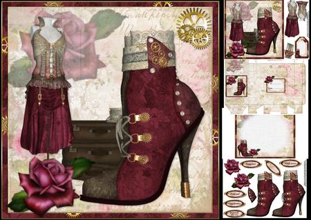 8x8 Lacy Steampunk Boot with Rose Mini Kit