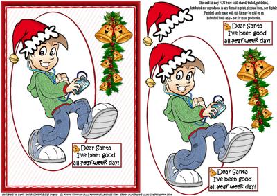 Teen Boy Writes to Santa Quick Card