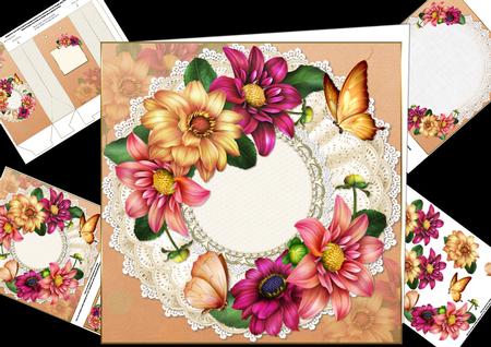 8x8 Beautiful Dahlias with Butterflies Mini Kit