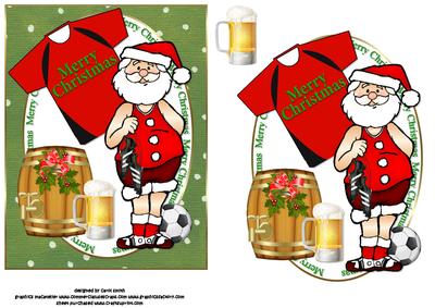 Santa Love Football and a Pint Quick Card