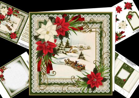 8x8 Vintage Christmas Sleigh Ride Mini Kit Green