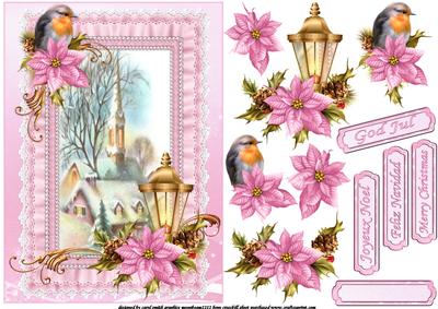 Christmas Church Scene Pink