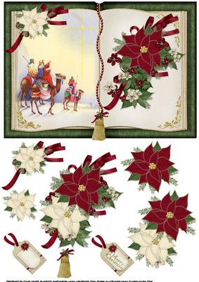 Open Book Christmas Topper Three Wise Men Green