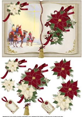 Open Book Christmas Topper Three Wise Men Cream