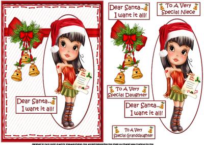 Teen Diva Wants It All for Christmas Quick Card
