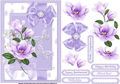 Flowers Bows and Butterflies (lavender)