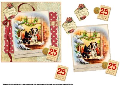 Very Vintage Christmas Scottie Dogs Quick Card