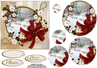 Cranberry and Gold Christmas Pyramid