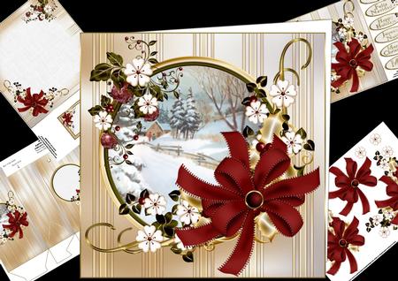 8x8 Cranberry and Gold Christmas Mini Kit