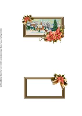 Vintage Christmas Scene with Beautiful Poinsettia Insert