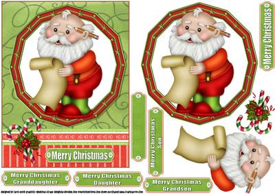 Santa with His List Quick Card