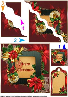 Poinsettia and Holly Christmas Wavy Side Stacker