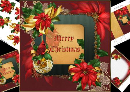 8x8 Poinsettia and Holly Christmas Mini Kit