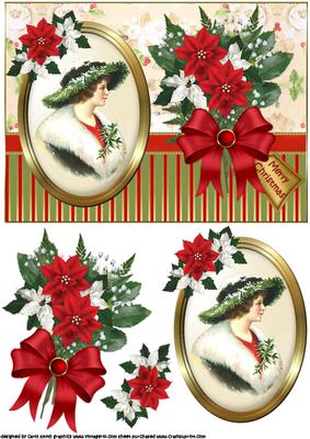 Christmas Portrait of a Vintage Lady Quick Card