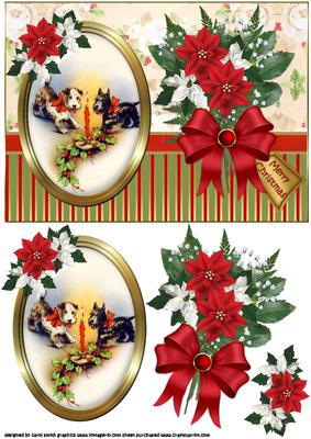 Christmas Vintage Portrait of Westie Dogs Quick Card