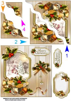 Vintage Christmas Scene Off to Church Wavy Side Stacker